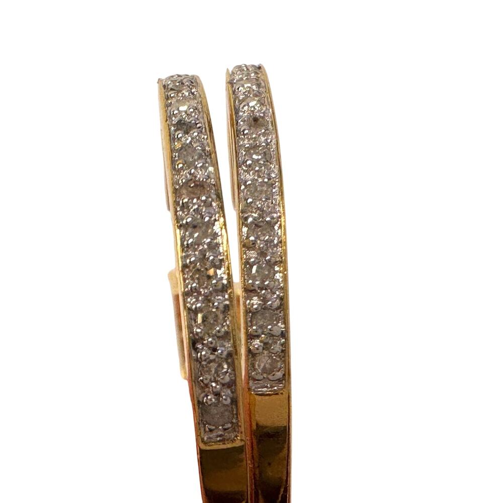 Beautiful 1/2 Carat Inside Out Diamond Hoop Earrings - 14kt Goldplate - Sterling - Picture 3 of 13